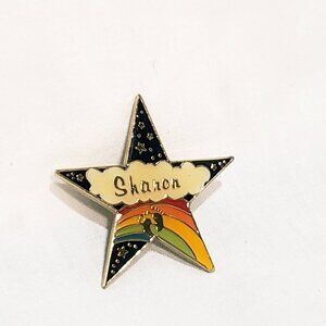 Sharon Hang Ten Personalized 5-Point Star Cloud Rainbow Stars Lapel Pin 1" Metal
